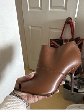 Burberry Brown Open-Toe Stiletto Ankle Booties